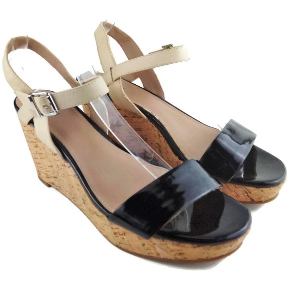 Alfani Two Tone Cork Heel Ankle Strap Sandals